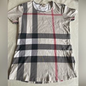 Burberry Brit Scoop Neck Short Sleeve Tee Shirt Top Nova Check Medium Vintage
